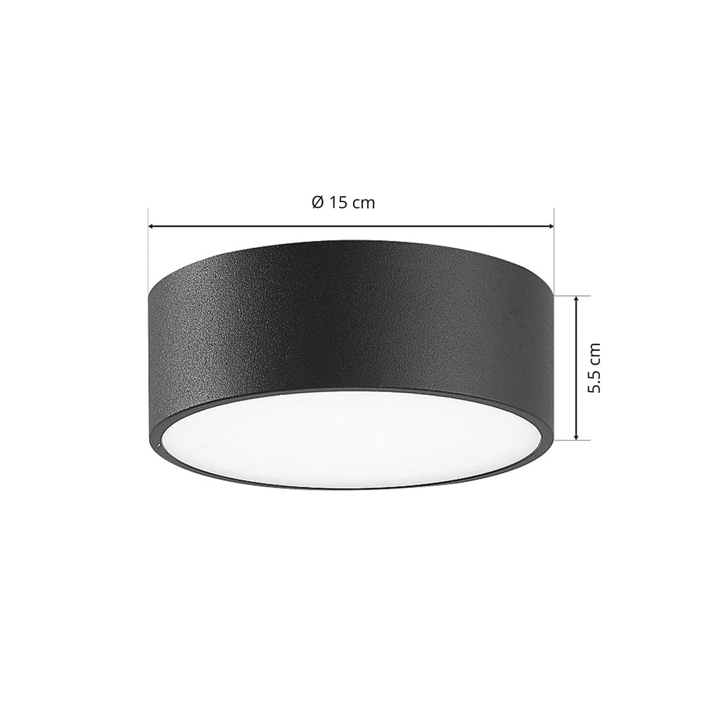 LED utelampe rund aluminium antrasitt Ø15 cm IP65 - CMD miljøbilde ute