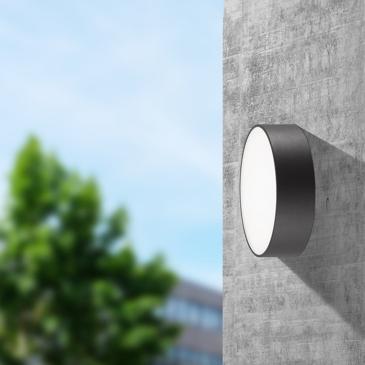 LED utelampe rund aluminium antrasitt Ø25 cm IP65 - CMD forfra