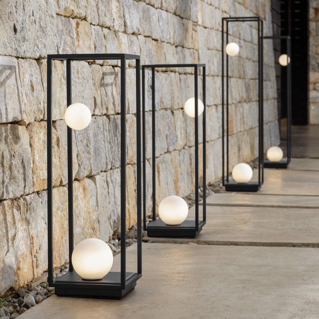 LED utendørs gulvlampe Abachina svart 103 cm IP65 detalj av lampehode