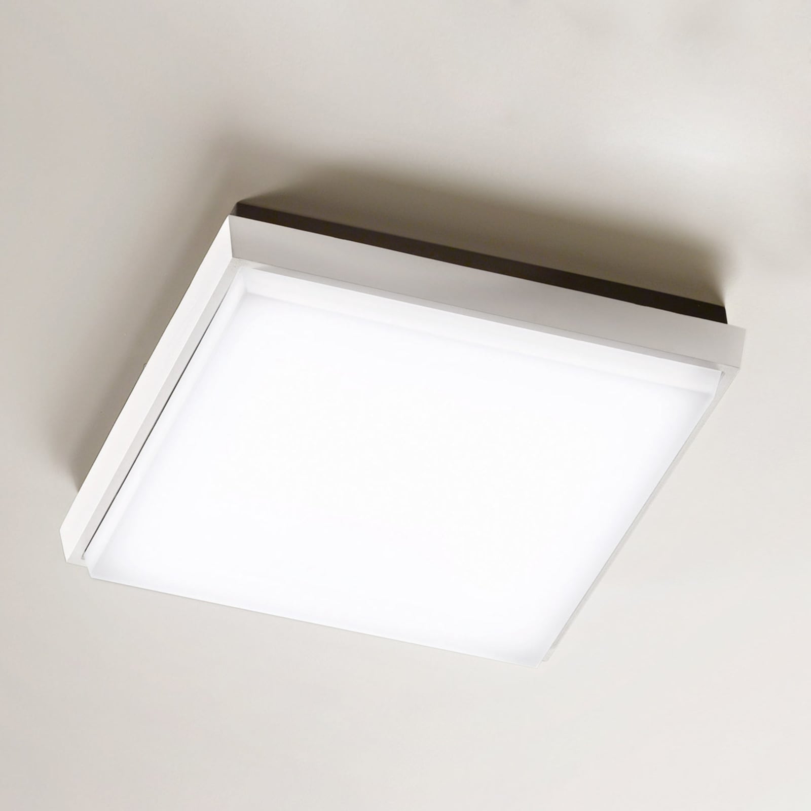 Bakside av LED utendørs taklampe Desdy hvit 24x24 cm