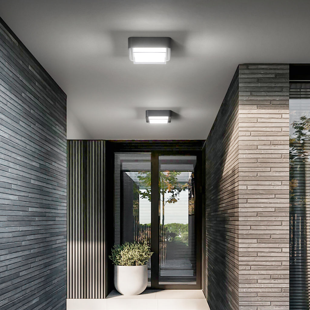 LED utendørs taklampe Diuk mørkegrå aluminium bakside