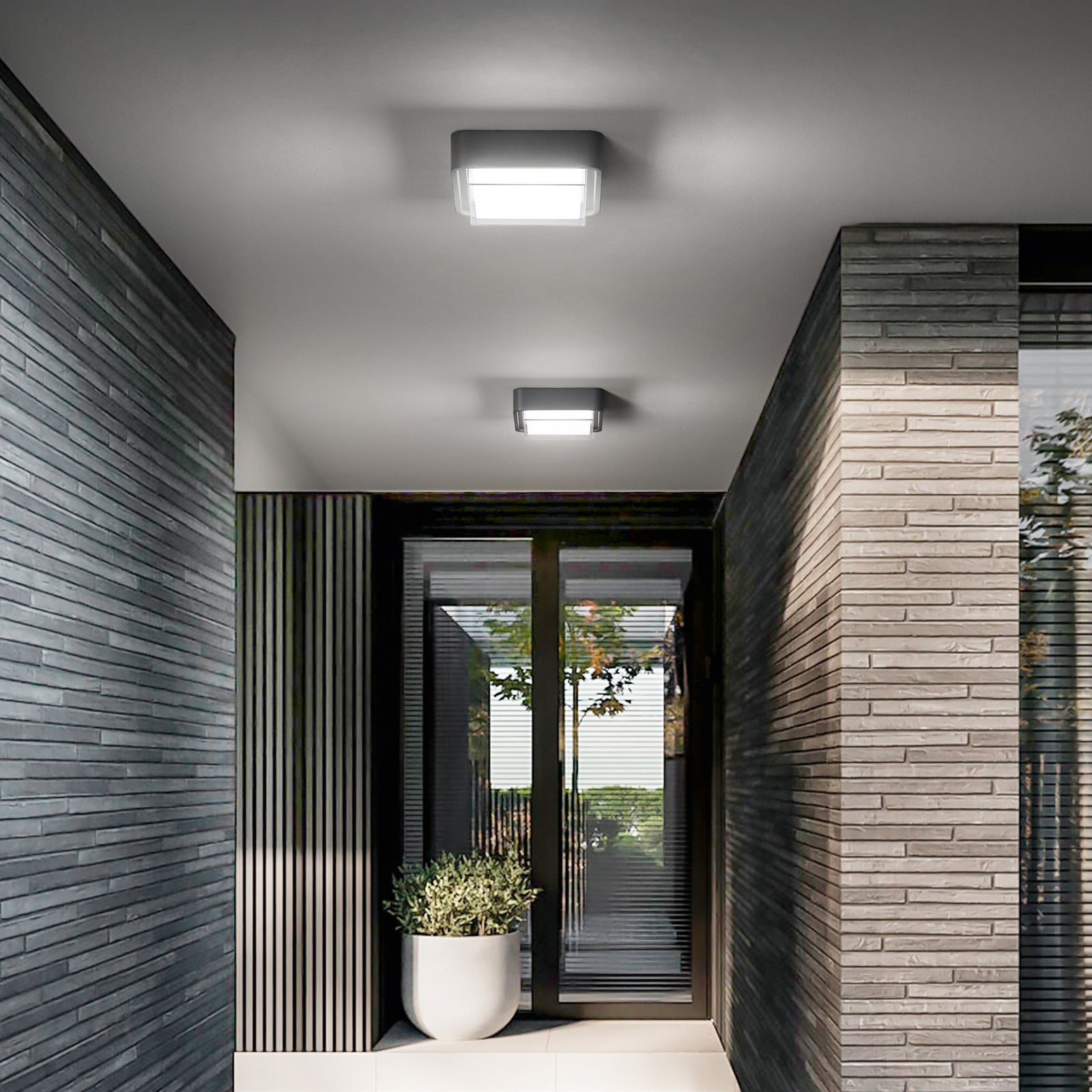 LED utendørs taklampe Diuk mørkegrå aluminium bakside