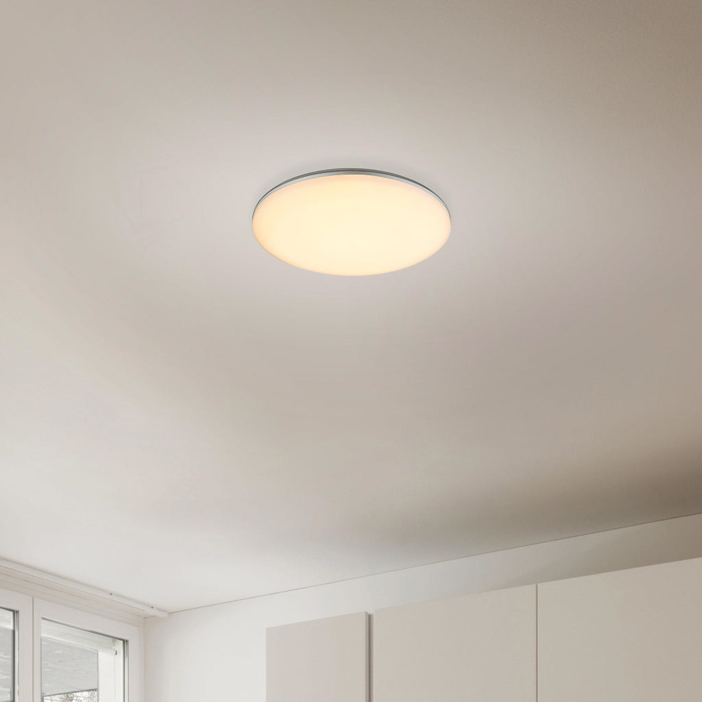 LED utendørs taklampe Dori hvit plast Ø33 cm forfra
