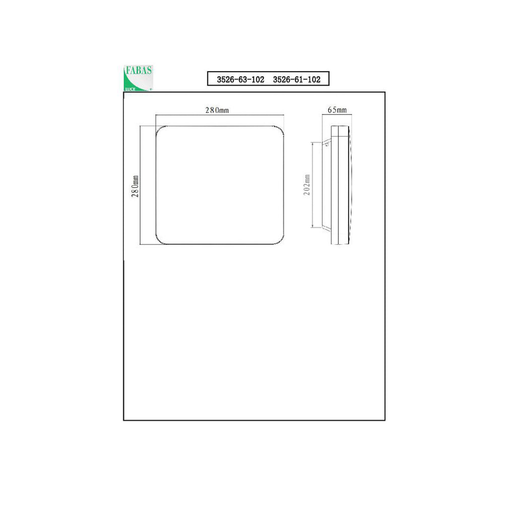 Bakside av LED utendørs taklampe Folk hvit 28x28 cm IP65 Fabas Luce