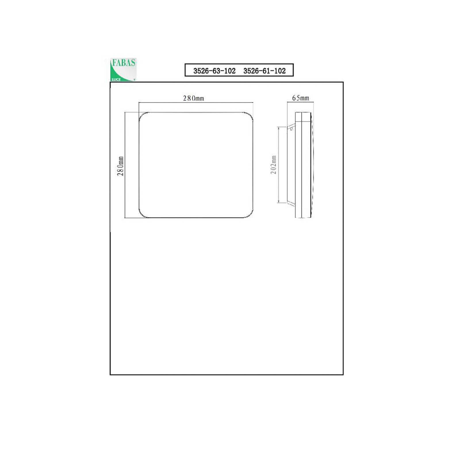 Bakside av LED utendørs taklampe Folk hvit 28x28 cm IP65 Fabas Luce