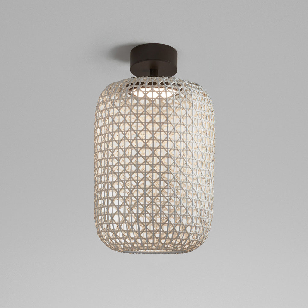 LED utendørs taklampe Nans PF/31.2 beige dimbar detalj av flettestruktur