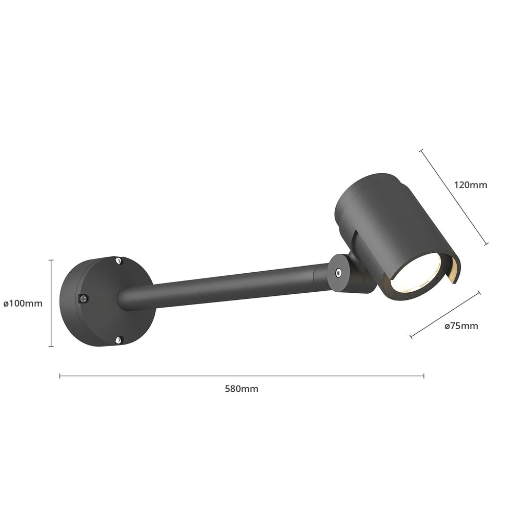 LED utespot Beatrix antrasitt aluminium 58 cm detalj