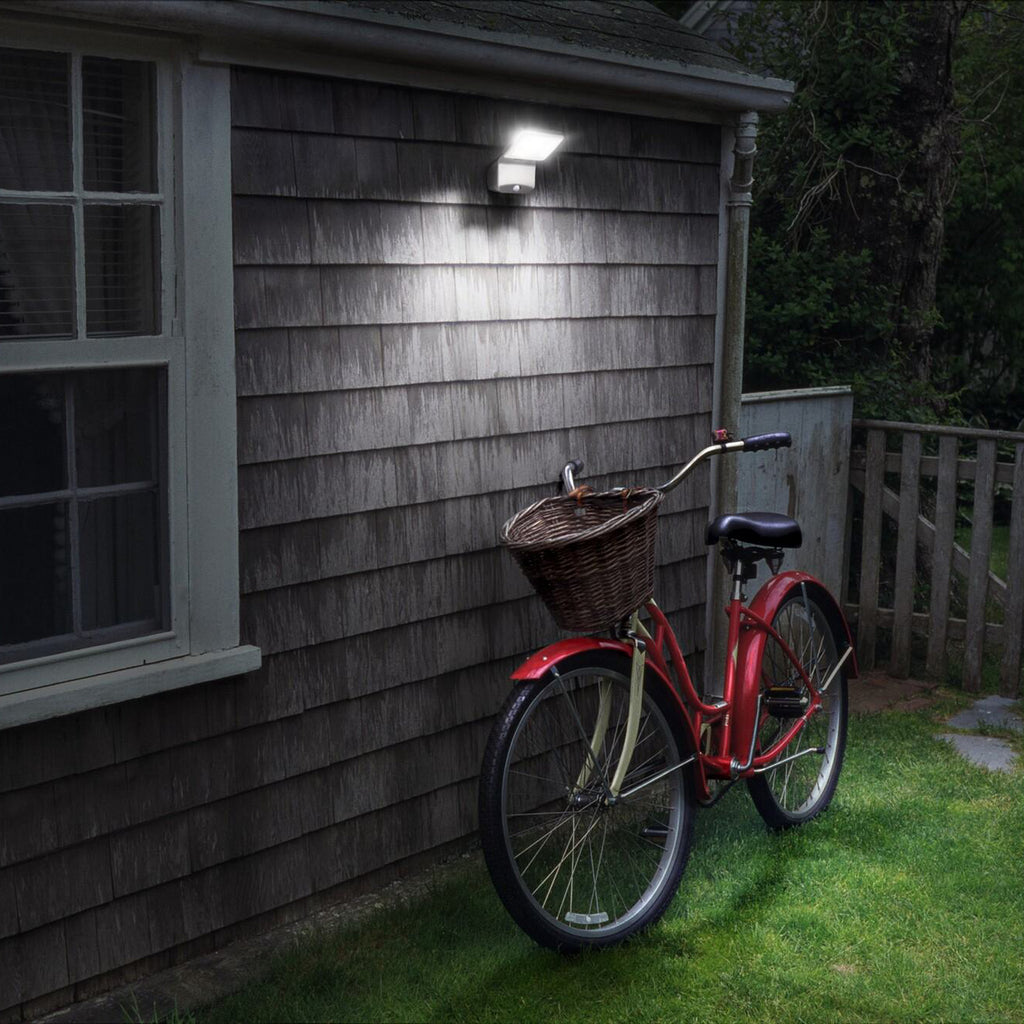 LED utespot DOUBLE batteridrevet med bevegelsessensor hvit IP54 sideprofil