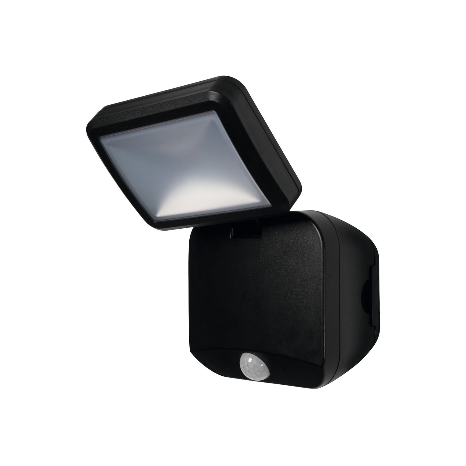 LED utespot DOUBLE batteridrevet med sensor IP54 svart forfra