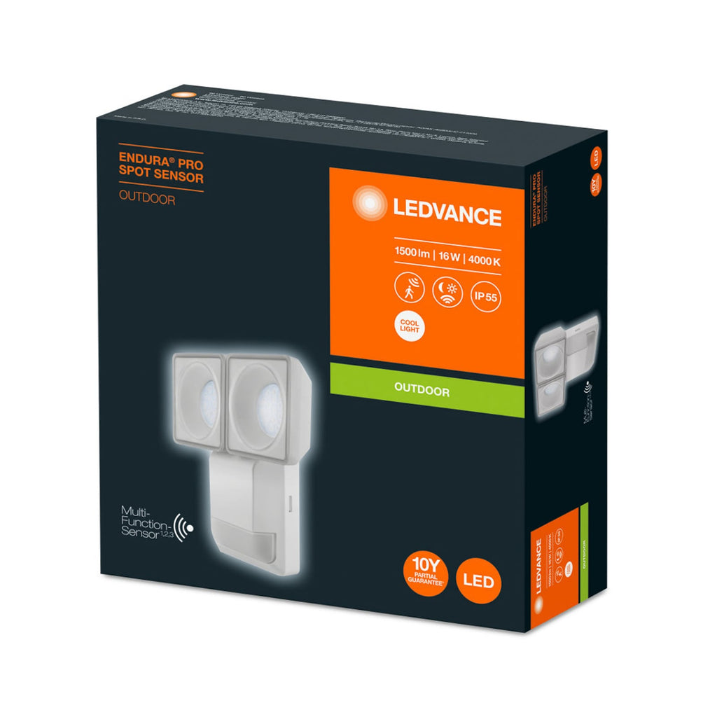 LED utespot Endura Pro med bevegelsessensor 16W IP55 hvit installasjon