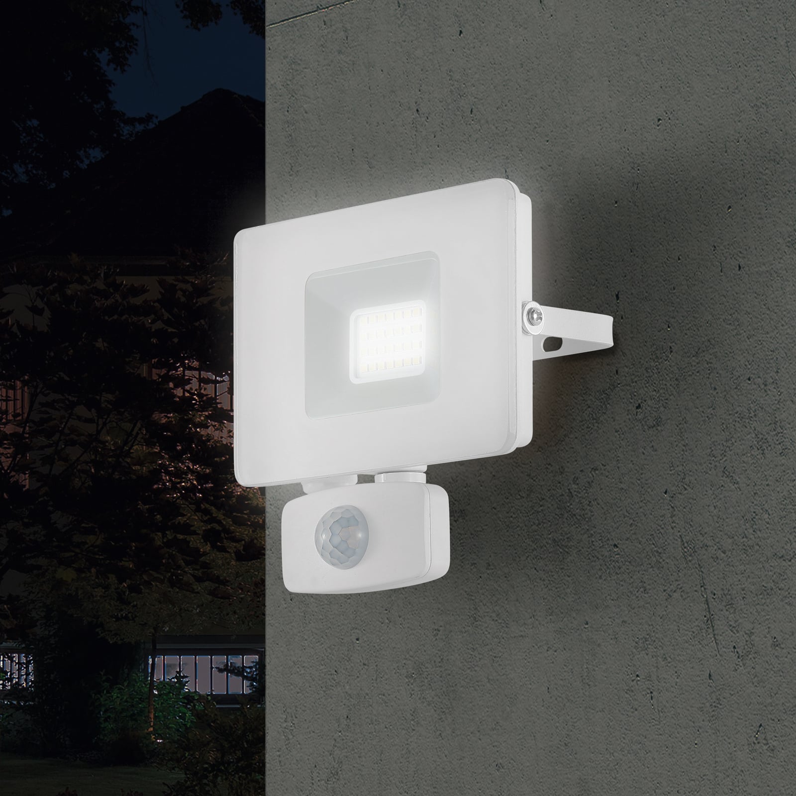 LED utespot Faedo 3 med bevegelsessensor hvit detalj
