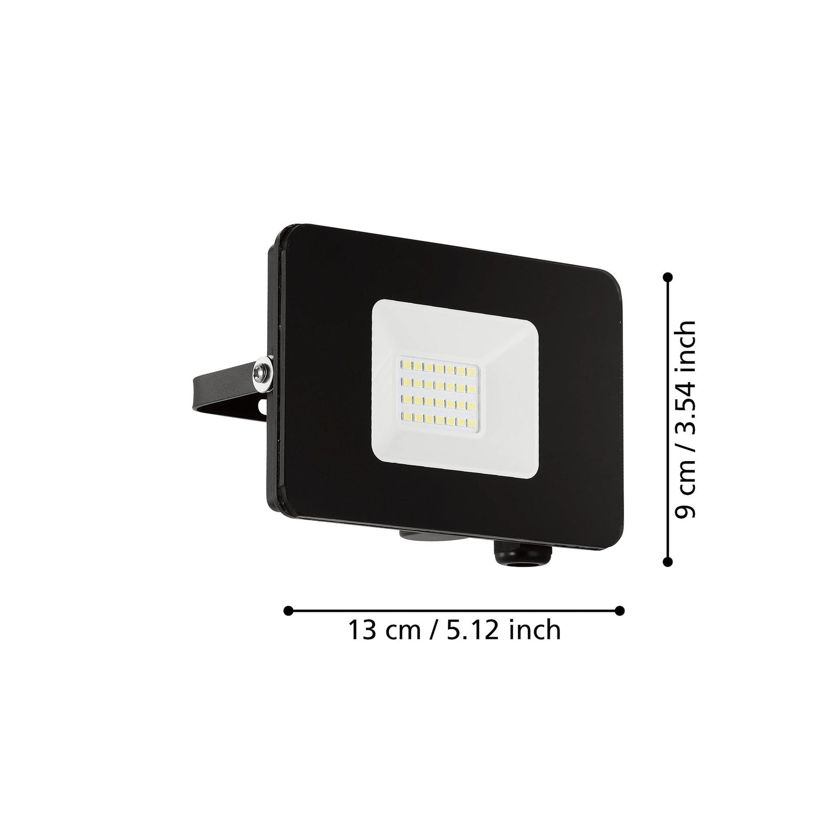 LED utespot Faedo 3 svart 20W 1800lm IP65 detalj av glass og aluminium