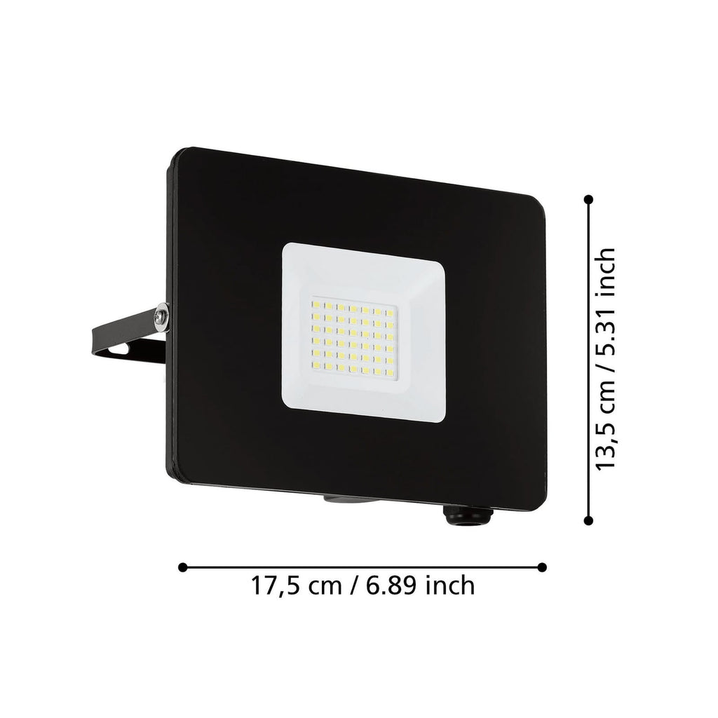 LED-utespot Faedo 3 svart 30W 5000K IP65 detalj