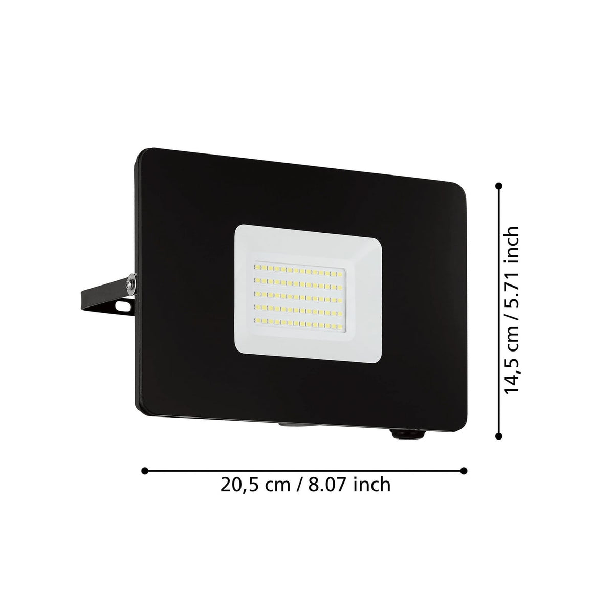 LED utespot Faedo 3 svart 50W 4800lm IP65 monteringsbrakett detalj