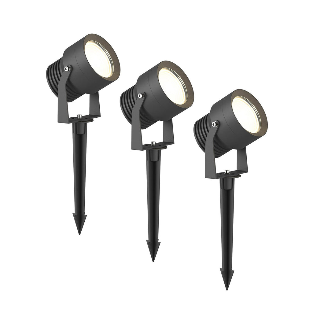 LED utespot Irina 3-er sett med jordspyd 20W IP65 forfra
