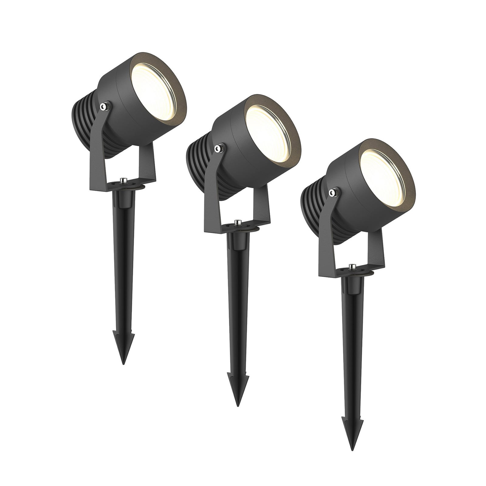 LED utespot Irina 3-er sett med jordspyd 20W IP65 forfra