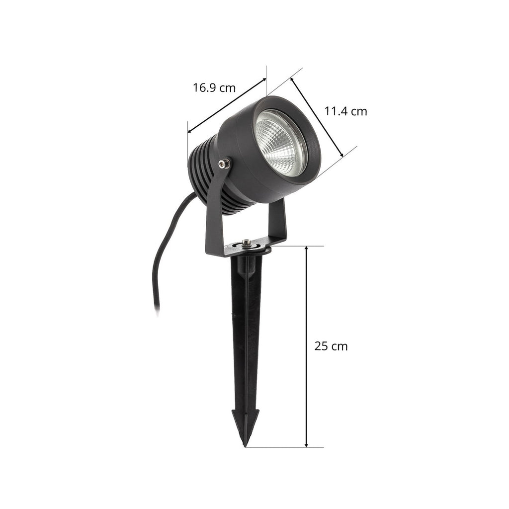 LED utespot Irina med jordspyd aluminium 20W IP65 lys i mørket