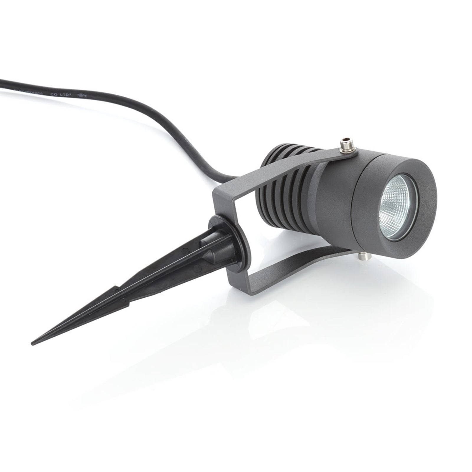 LED utespot Jon med jordspyd justerbar 7,5W IP65 - Lucande kabel og jordspyd detalj