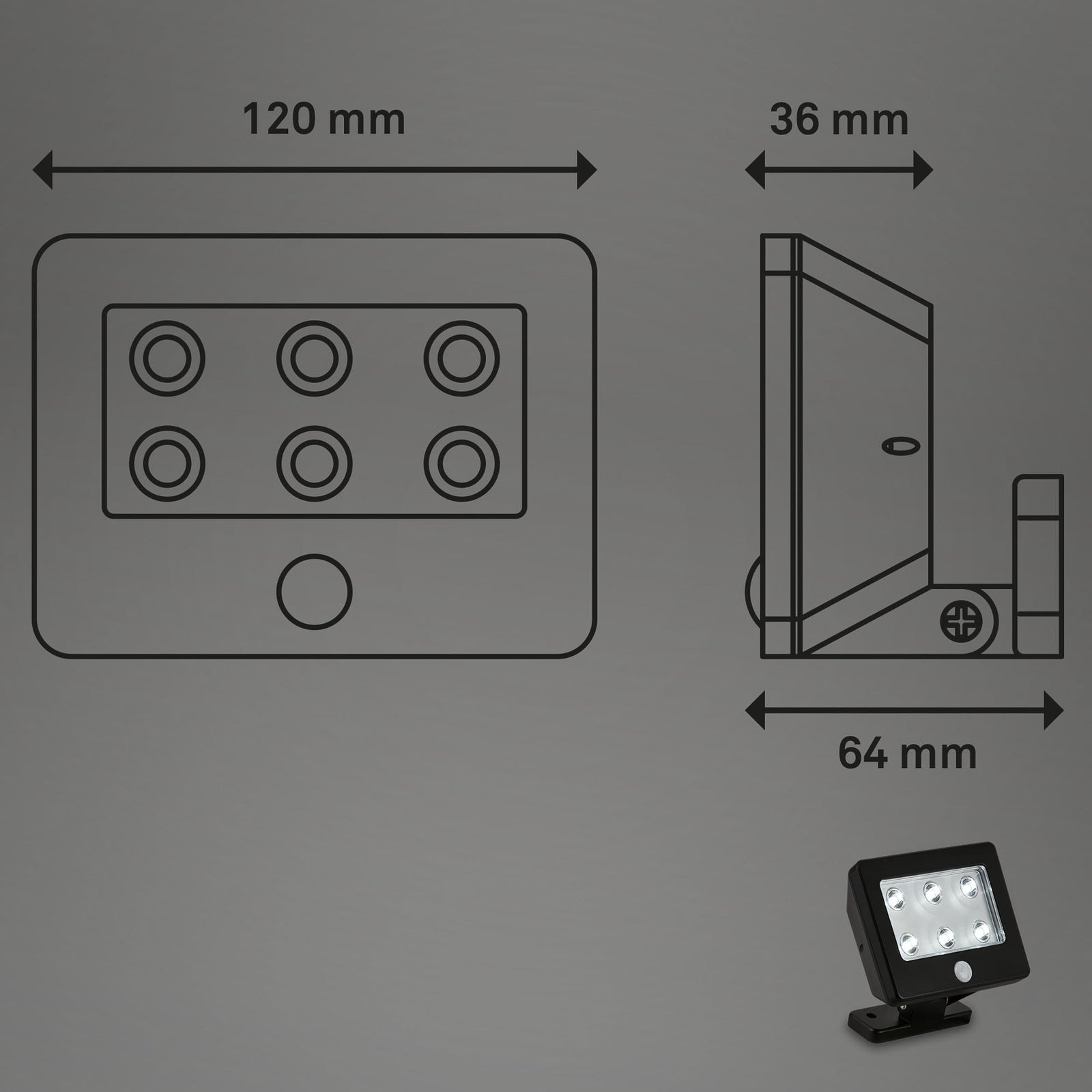 Detalj av sensor på LED utespot Kollig med bevegelsessensor batteridrevet IP54 svart