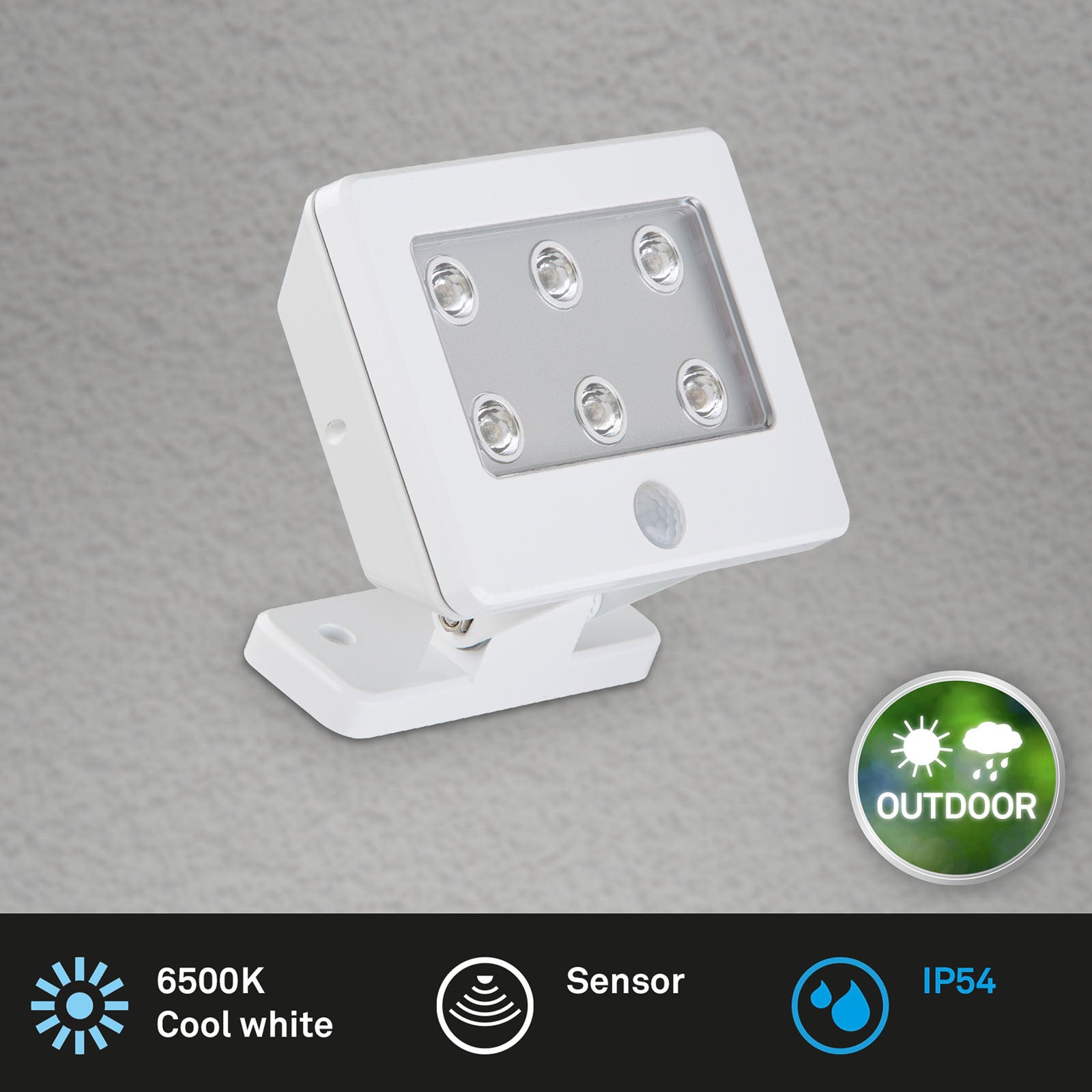 LED utespot Kollig med bevegelsessensor batteridrevet hvit nærbilde sensor
