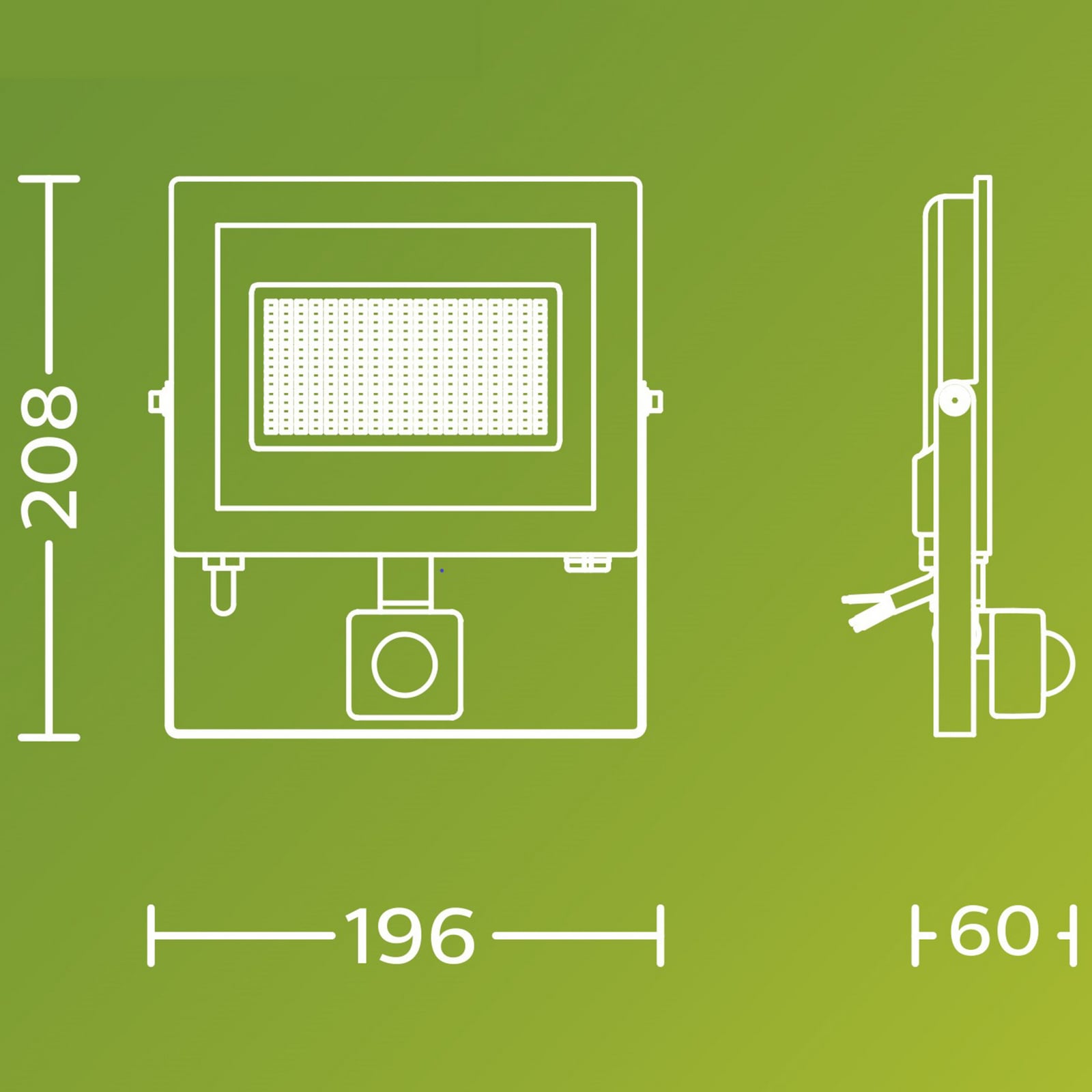LED utespot Lois med bevegelsessensor 24W 5000K IP65 Philips bakside
