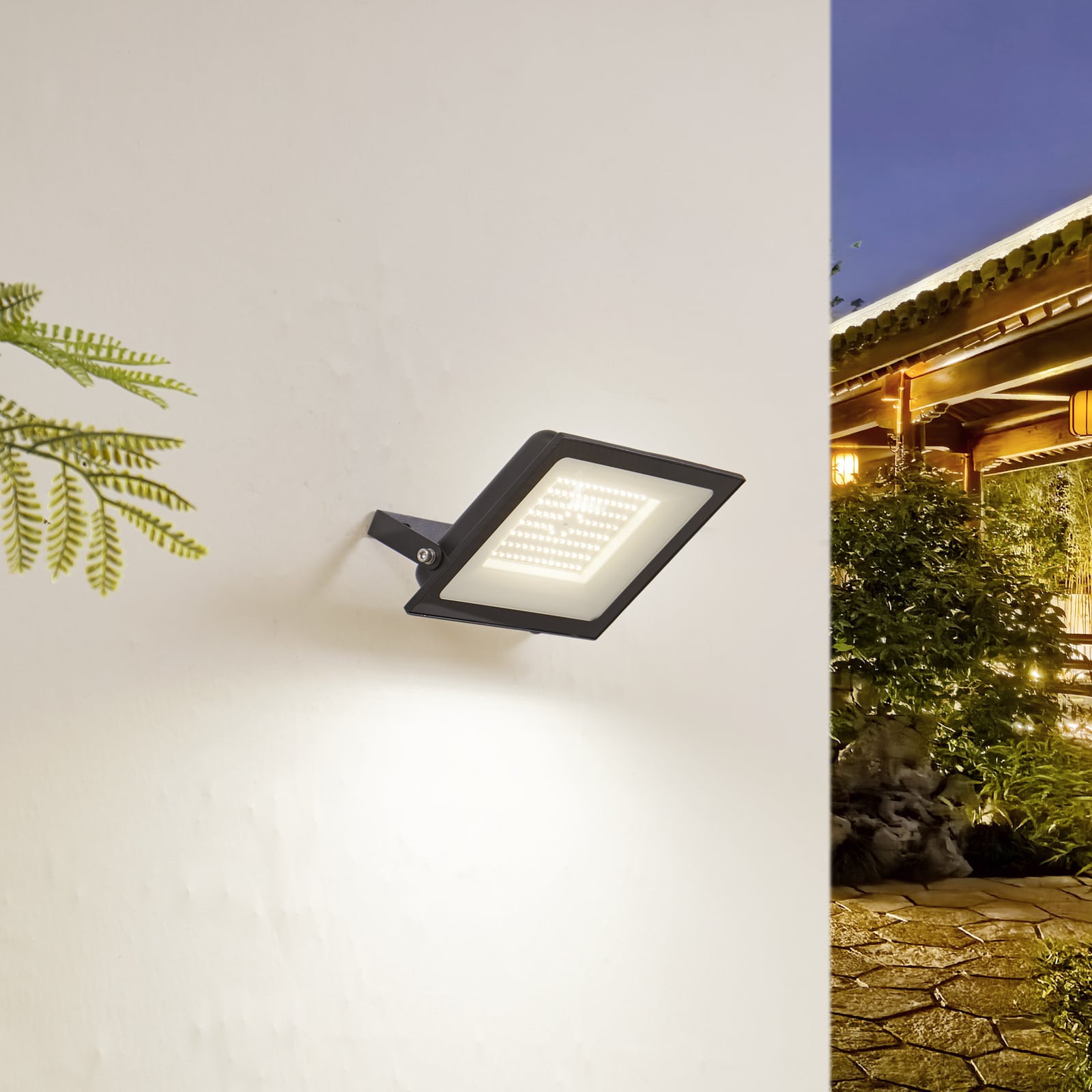 LED utespot Maikel 100W svart detalj av front