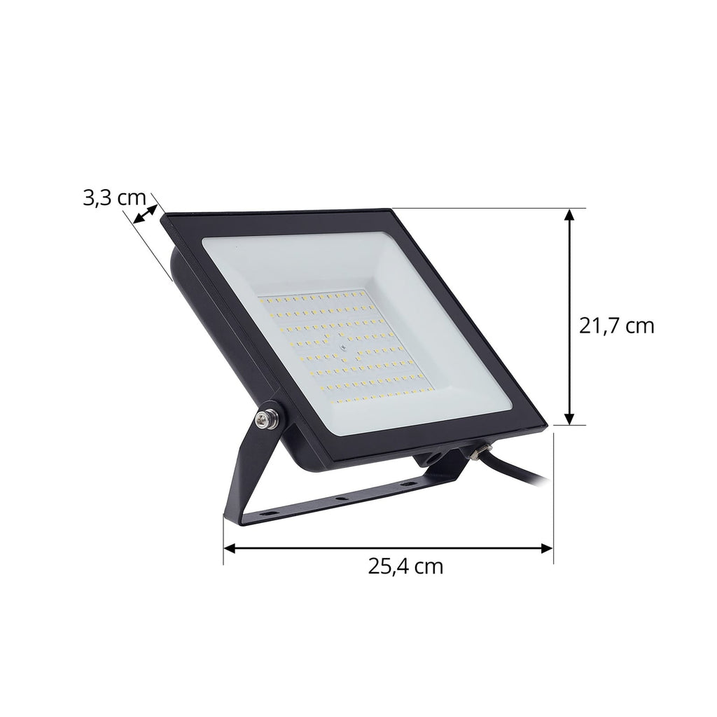 LED utespot Maikel 100W nærbilde av aluminium og glass