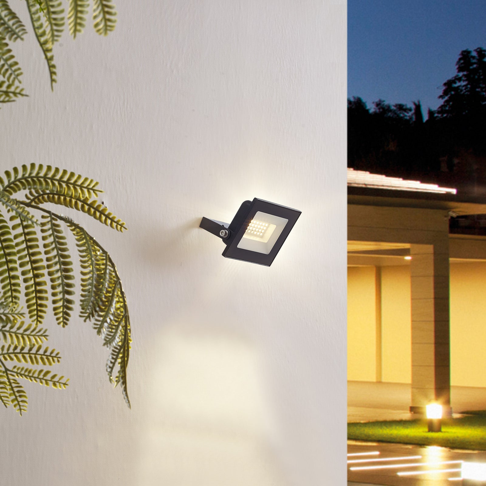 LED utespot Maikel 20W svart aluminium IP65 montert ute