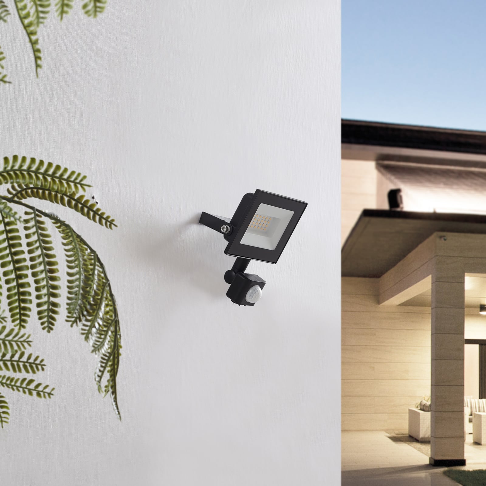 Detalj av LED utespot Maikel med bevegelsessensor svart