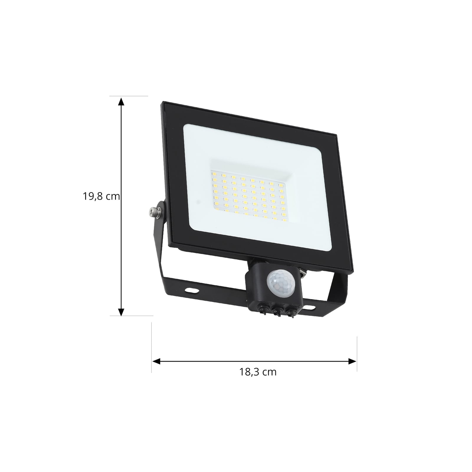 Montert LED utespot Maikel med bevegelsessensor svart 50W IP44 på vegg