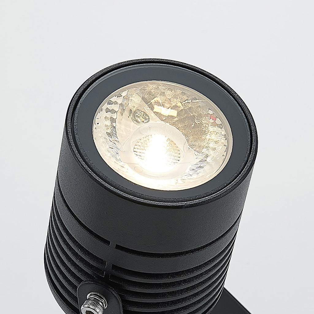 LED utespot Maris med jordspyd svart med metall- og glassmateriale