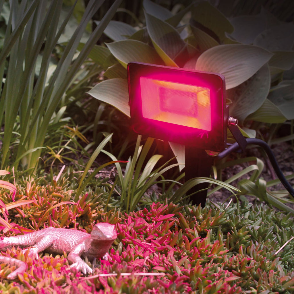 Baksiden av LED utespot MT69070 RGBW dimbar med fjernkontroll IP65