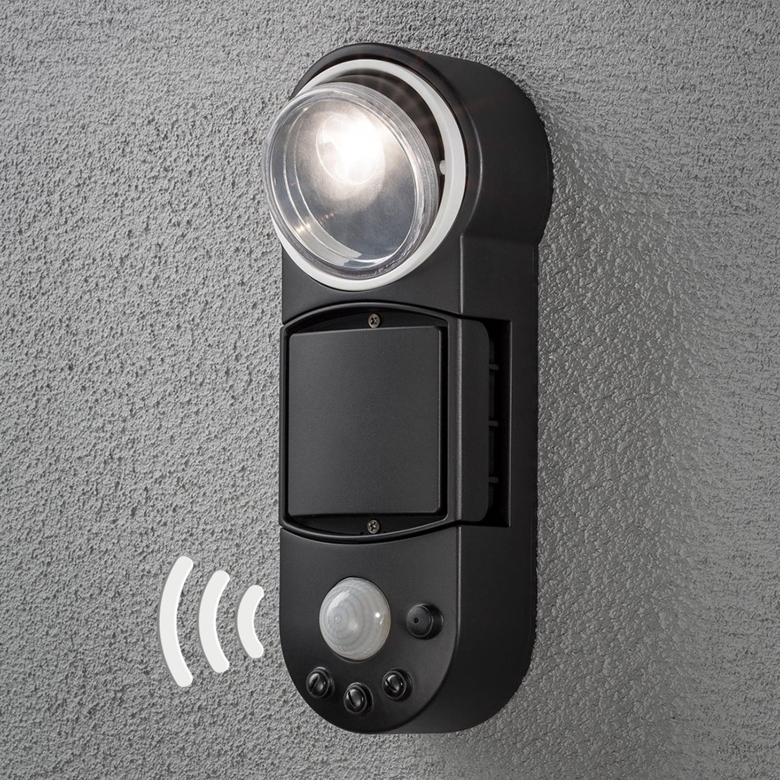 LED utespot Prato batteridrevet med bevegelsessensor IP44 front