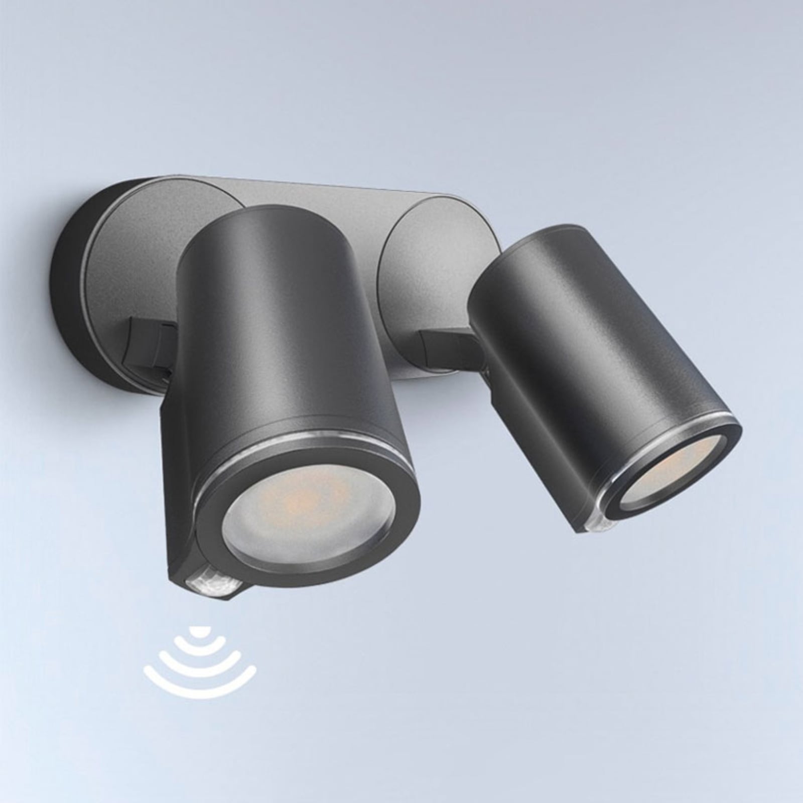 LED utespot Spot Duo S 2-lys med bevegelsessensor forfra