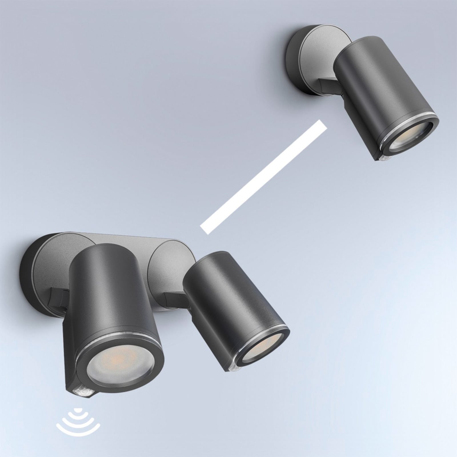 LED utespot Spot Duo S 2-lys nærbilde av bevegelsessensor