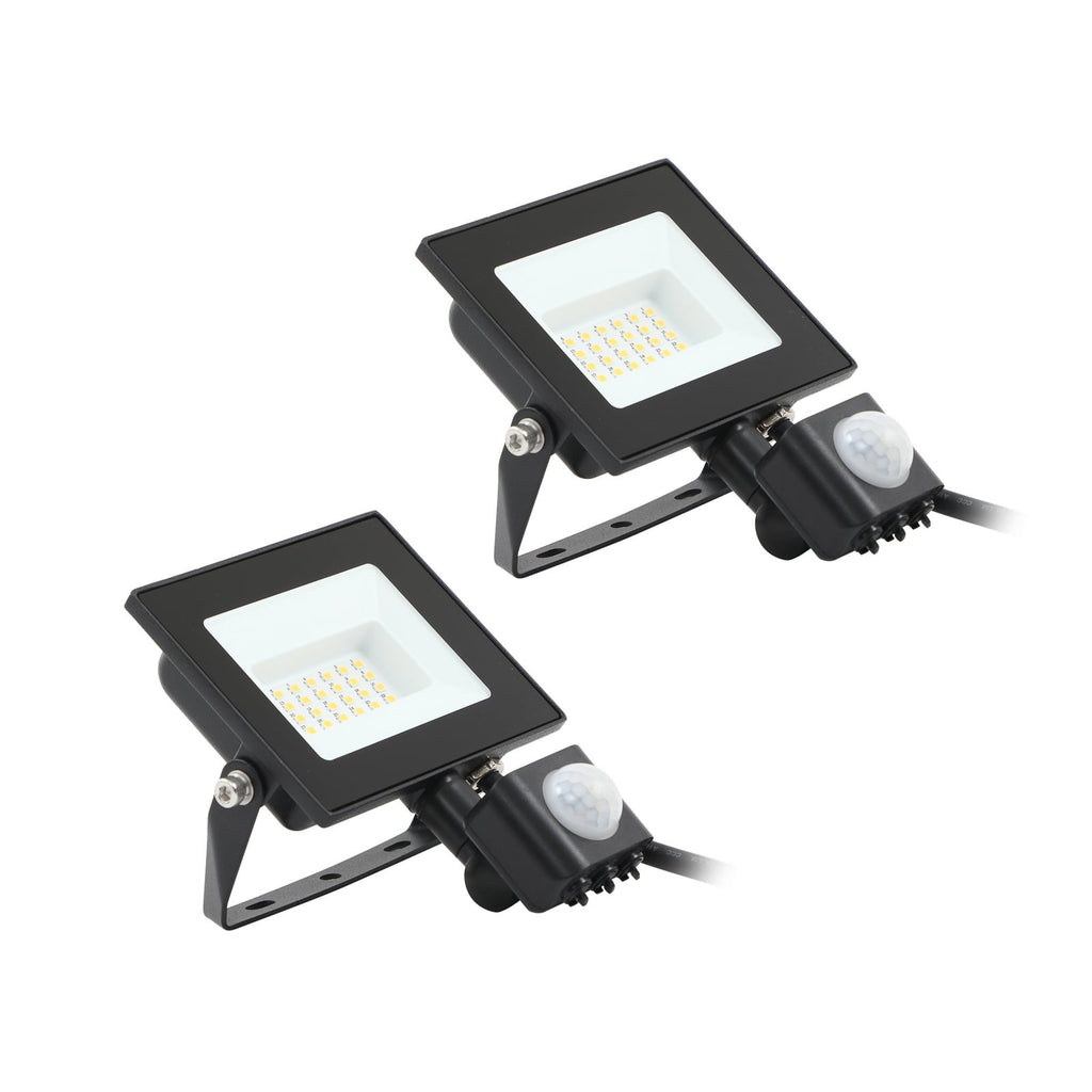 Frontbilde av LED utespotter Maikel med bevegelsessensor 20W IP44 2-pk