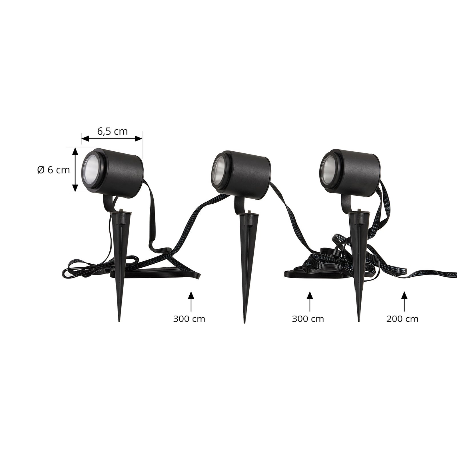 Montert LED utespottsett Nymo 3-pk med jordspyd CCT RGB IP44 i hage