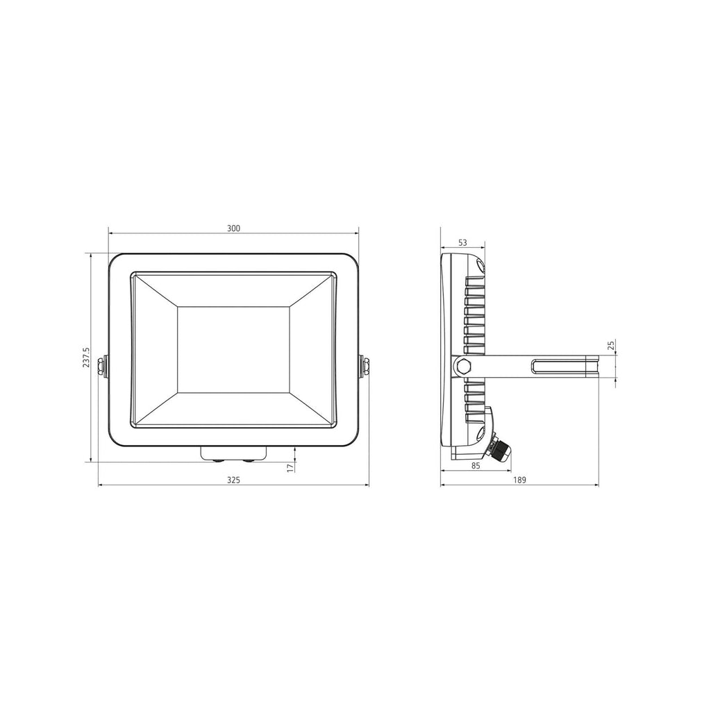 LED utestråler theLeda B100L hvit 100W IP65 sideprofil