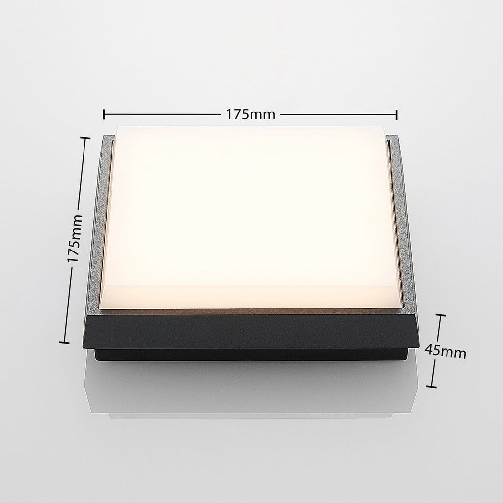 LED utetaklampe Amra firkantet 17,5 cm IP54 montert utendørs