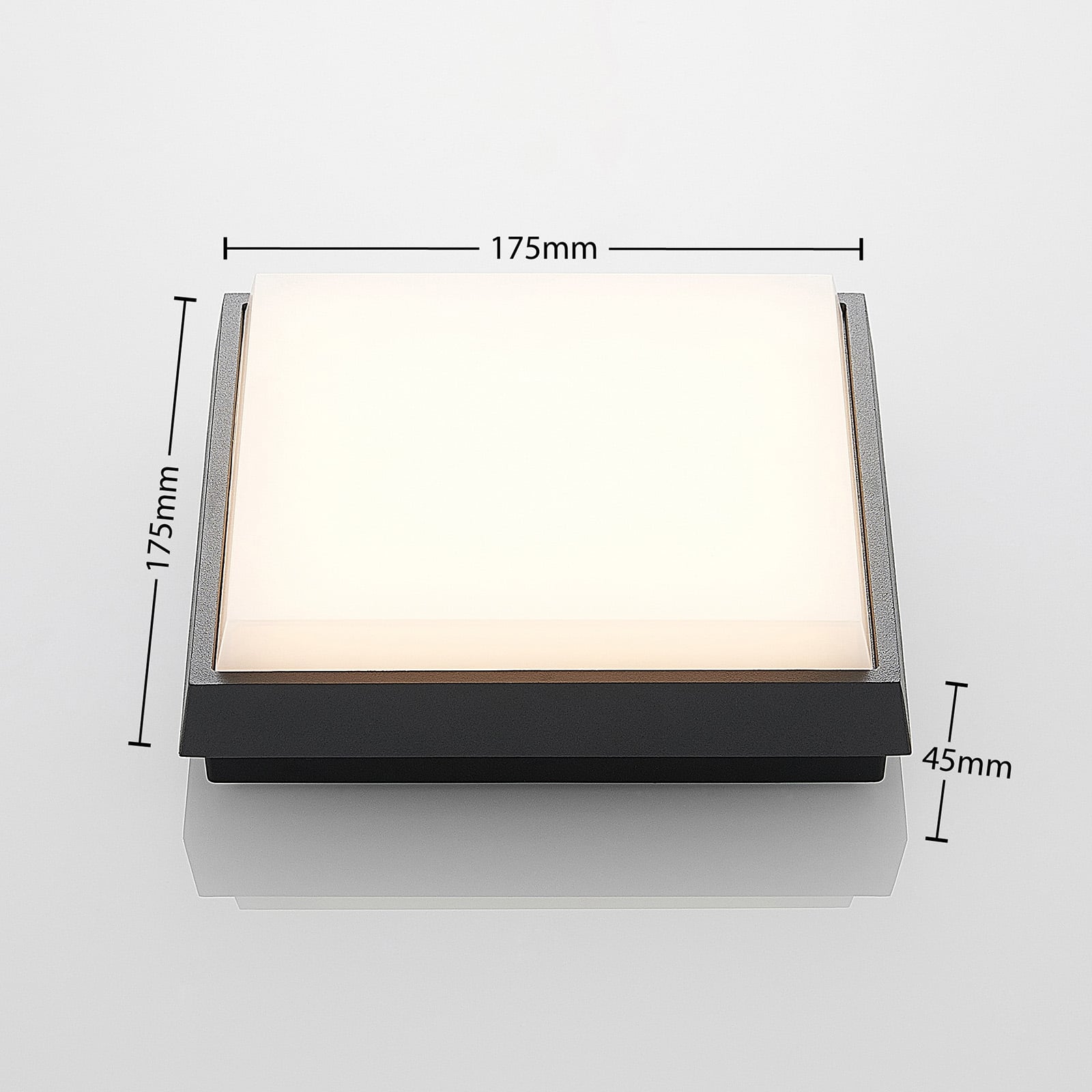 LED utetaklampe Amra firkantet 17,5 cm IP54 montert utendørs