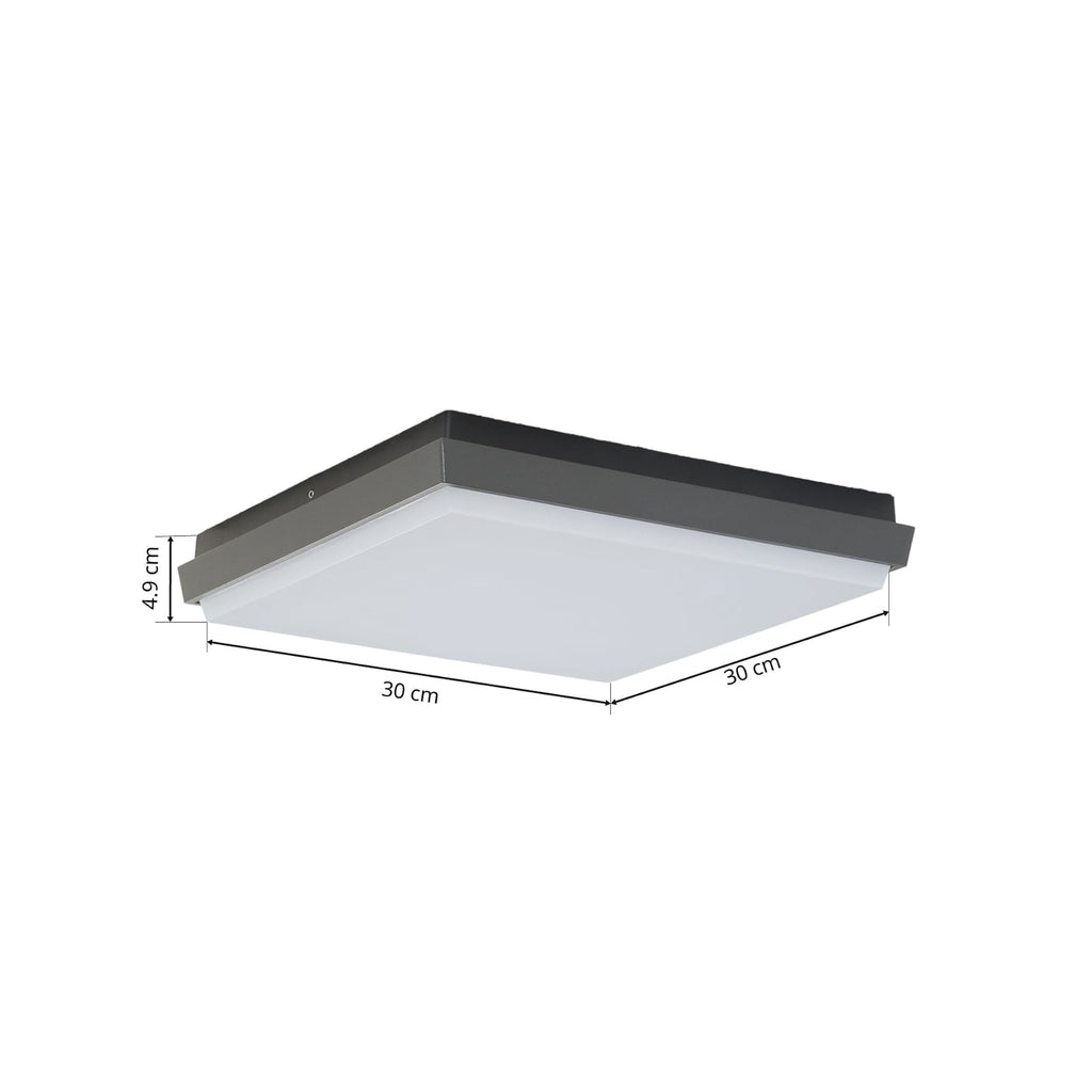 LED utetaklampe Amra kvadratisk antrasitt 30 cm komplett visning