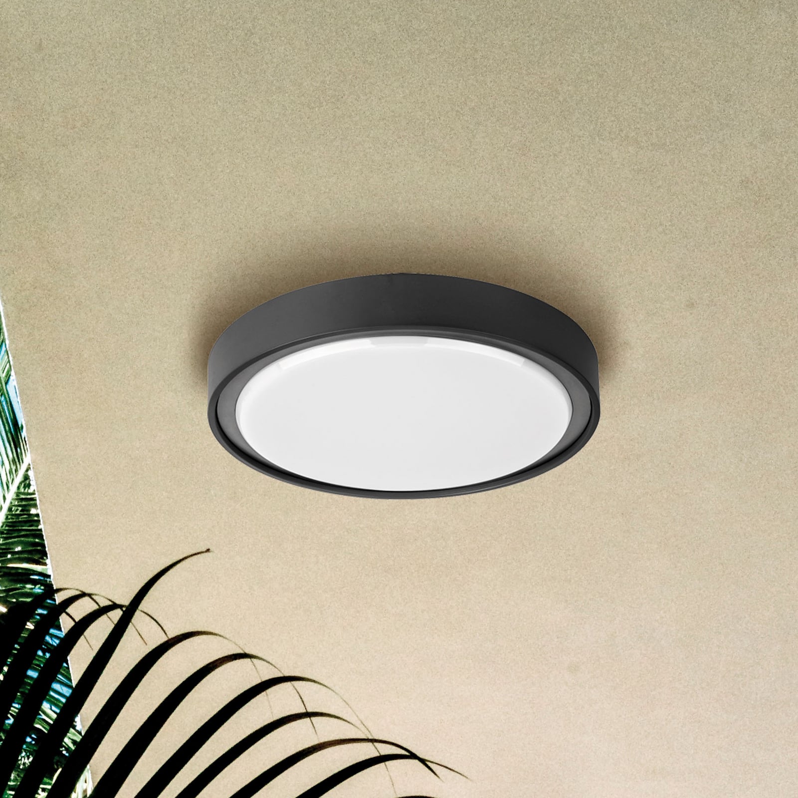 LED utetaklampe Anabella mørkegrå Ø30 cm 19W front