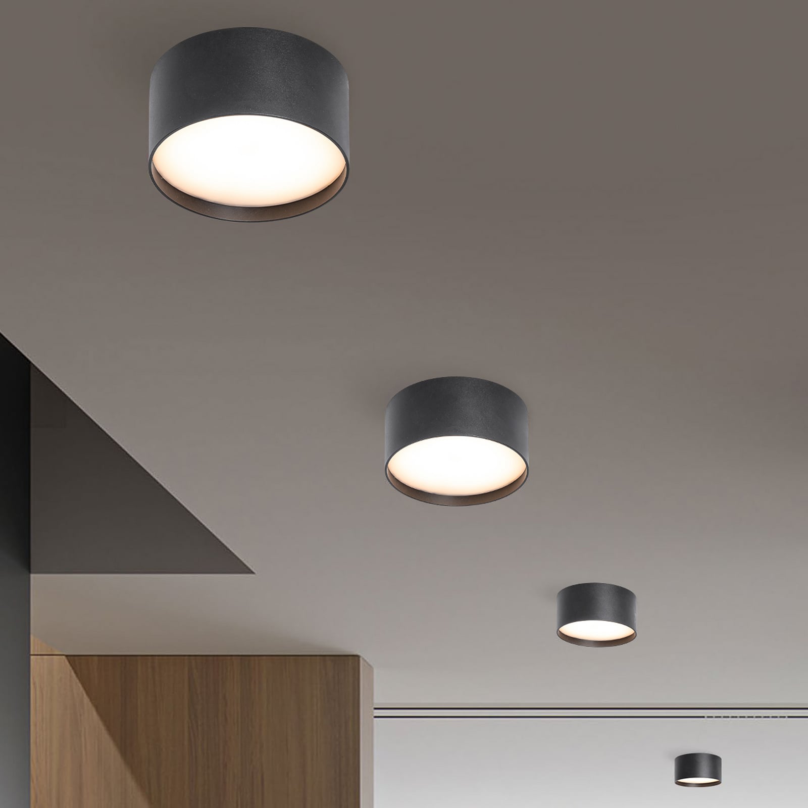 LED utetaklampe Ø12 cm antrasitt CCT IP44 pressstøpt aluminium detalj