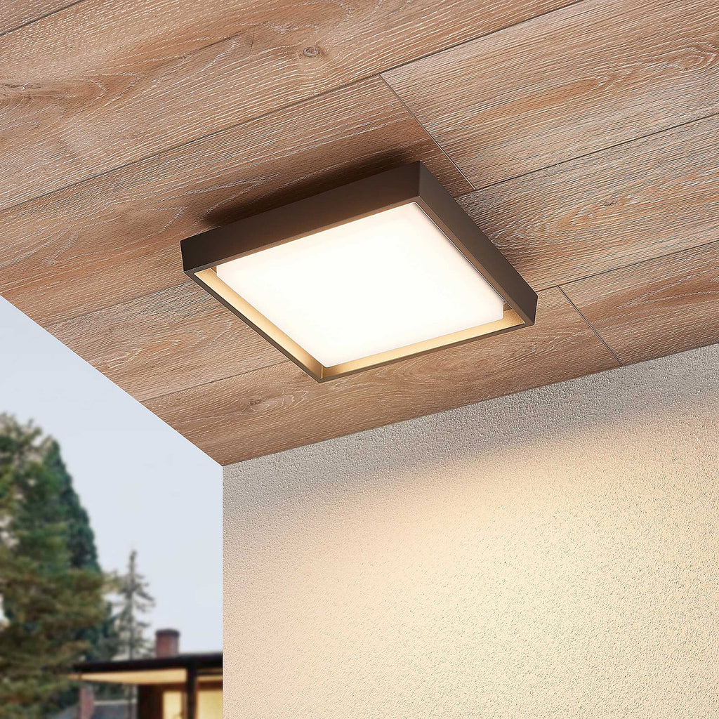 LED utetaklampe Birta kantet mørkegrå 27 cm bakside