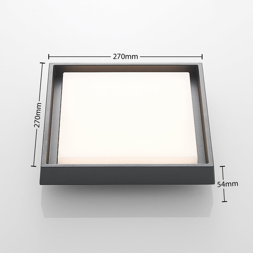 LED utetaklampe Birta kantet mørkegrå 27 cm montert under tak