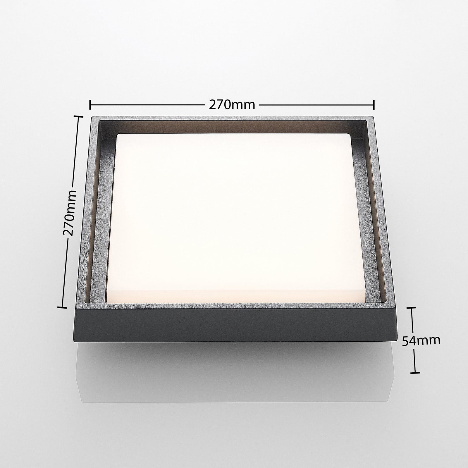 LED utetaklampe Birta kantet mørkegrå 27 cm montert under tak