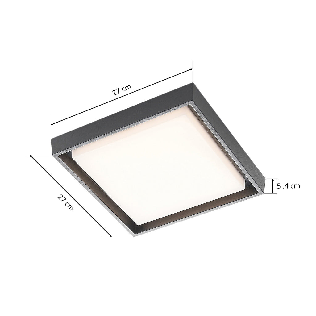 LED utetaklampe Birta kantet mørkegrå 27 cm med monteringsdetalj