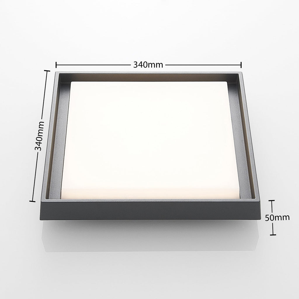 LED utetaklampe Birta mørkegrå 34x34 cm montert i tak