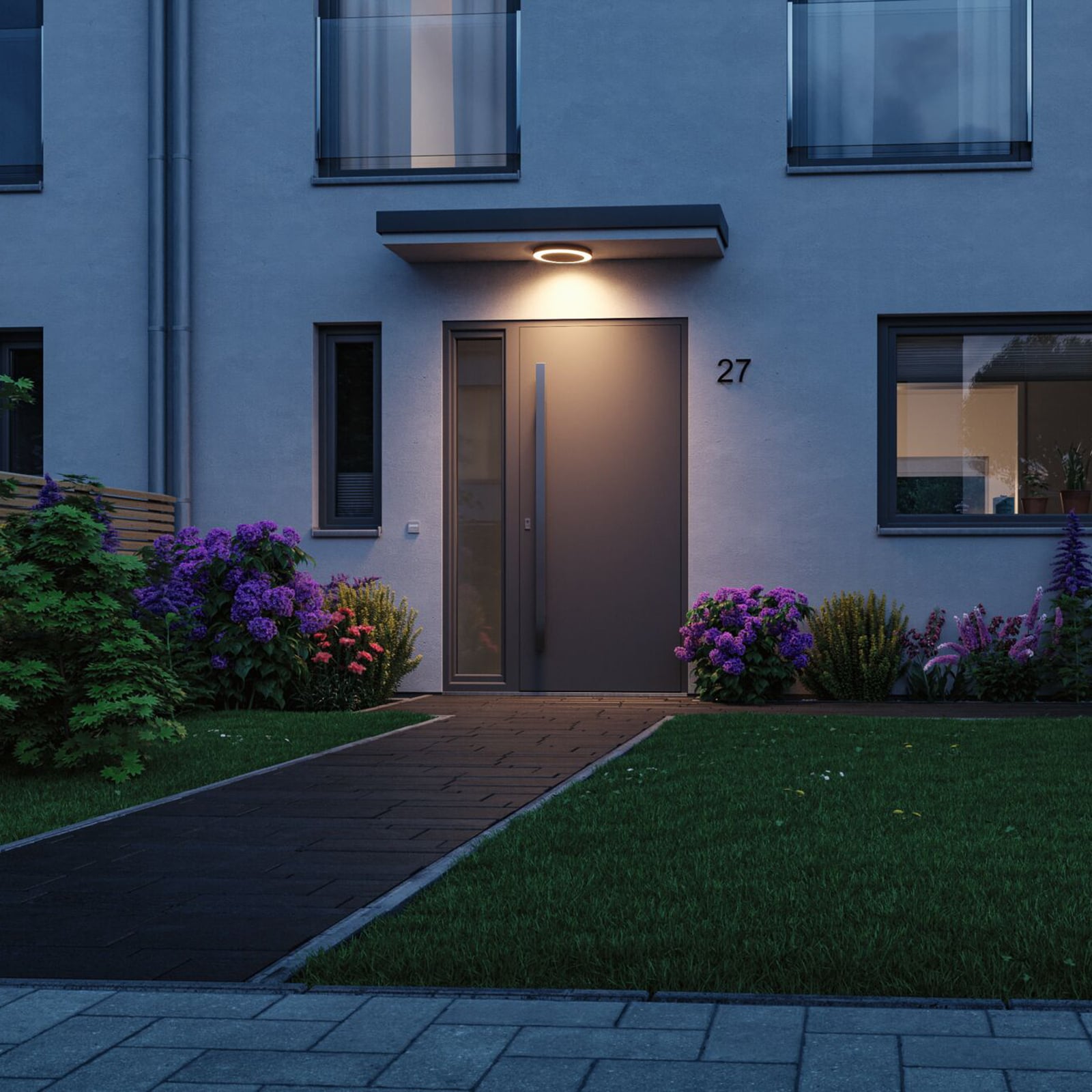 LED utetaklampe Circula Zigbee dimbar antrasitt bakside