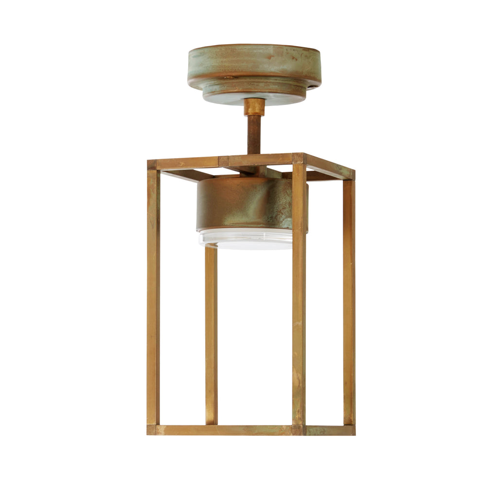 LED utetaklampe Cubic messing antikk opalglass Moretti Luce bakside